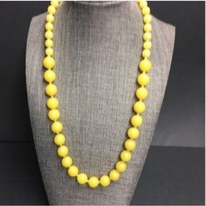 VTG Pop Bead Necklace Yellow Dual Size Adjustable Retro